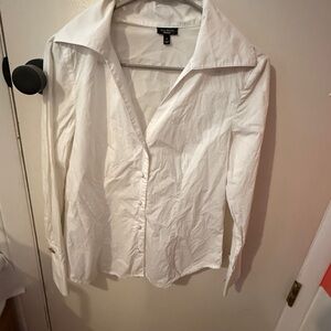 Talbots White Button Down Shirt Classic Cotton Top